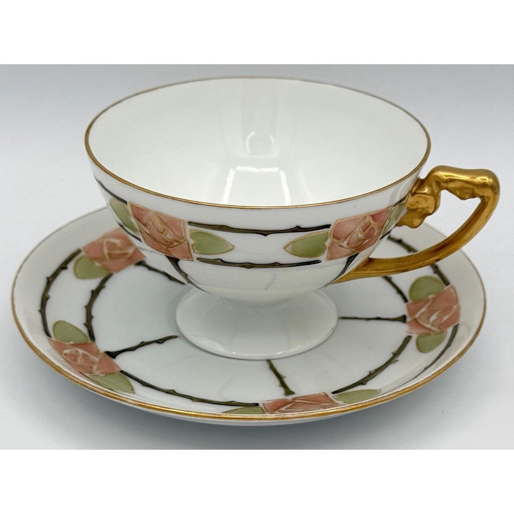 Rosenthal Bavaria Tea Cup Saucer Gold Gilt Jugendstil Art Nouveau 1920's EUC